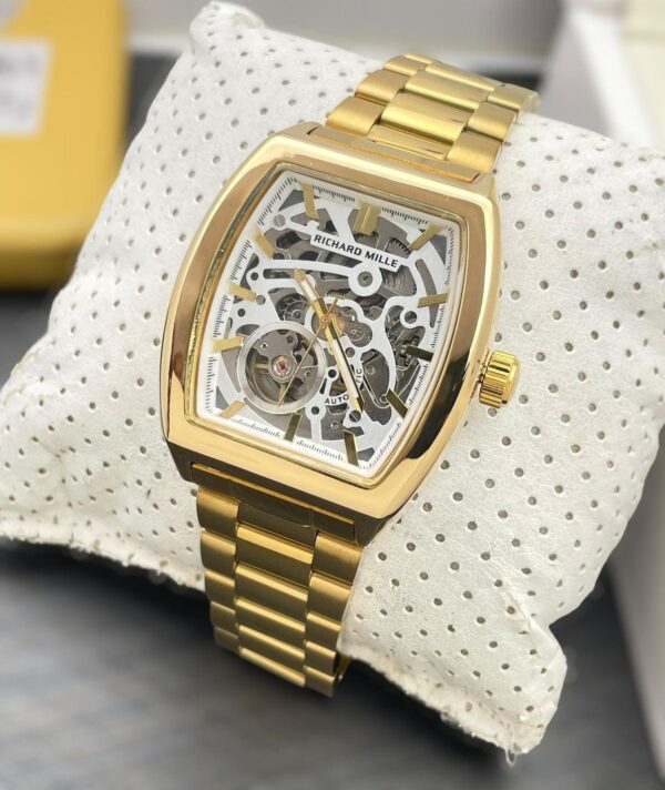 richar mille classic skeleton gold & white