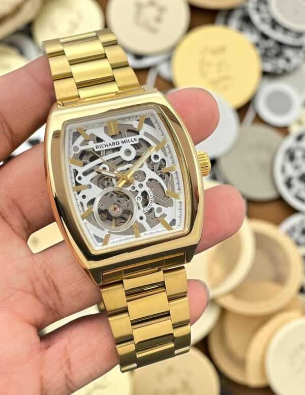 richar mille classic skeleton gold & white